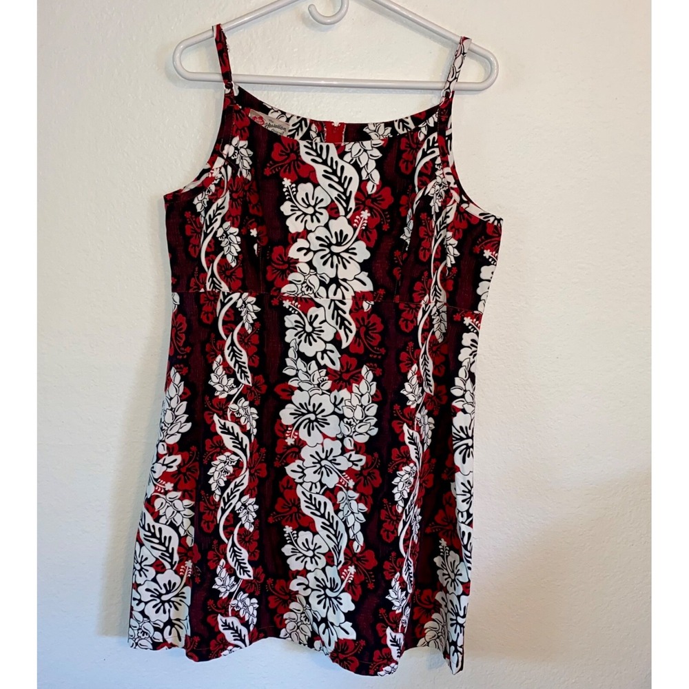 Hilo Hatties Women's Dress Multicolor Sz L Sleeveless Hibiscus Resort Tropical